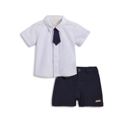 Boys Dark Blue Shirt with Short Trousers